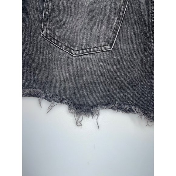 Free People We The Free Mini Skirt Women's Size 28‎ Fray Hem Washed Black Denim - Picture 5 of 5